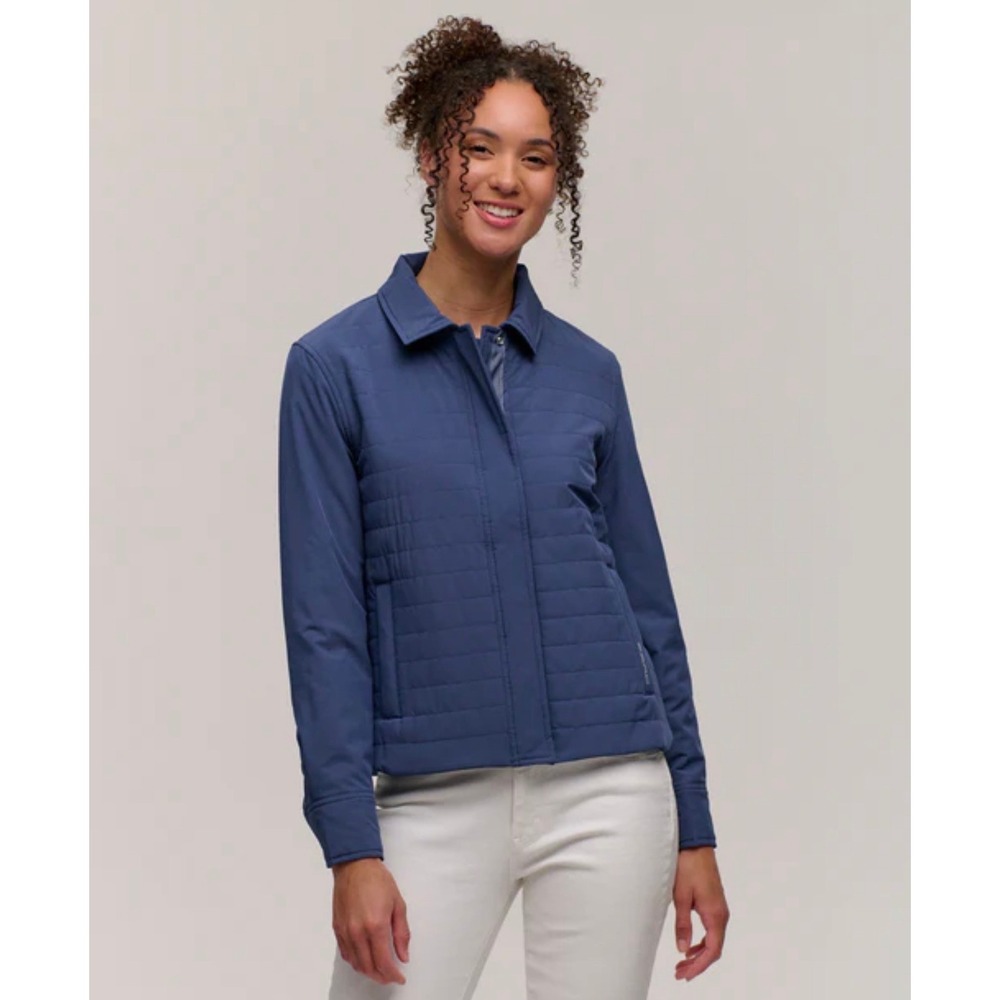 Zero Restriction Avery Shirt Jacket Blue Quilted Golf Jacket Women Large NWT